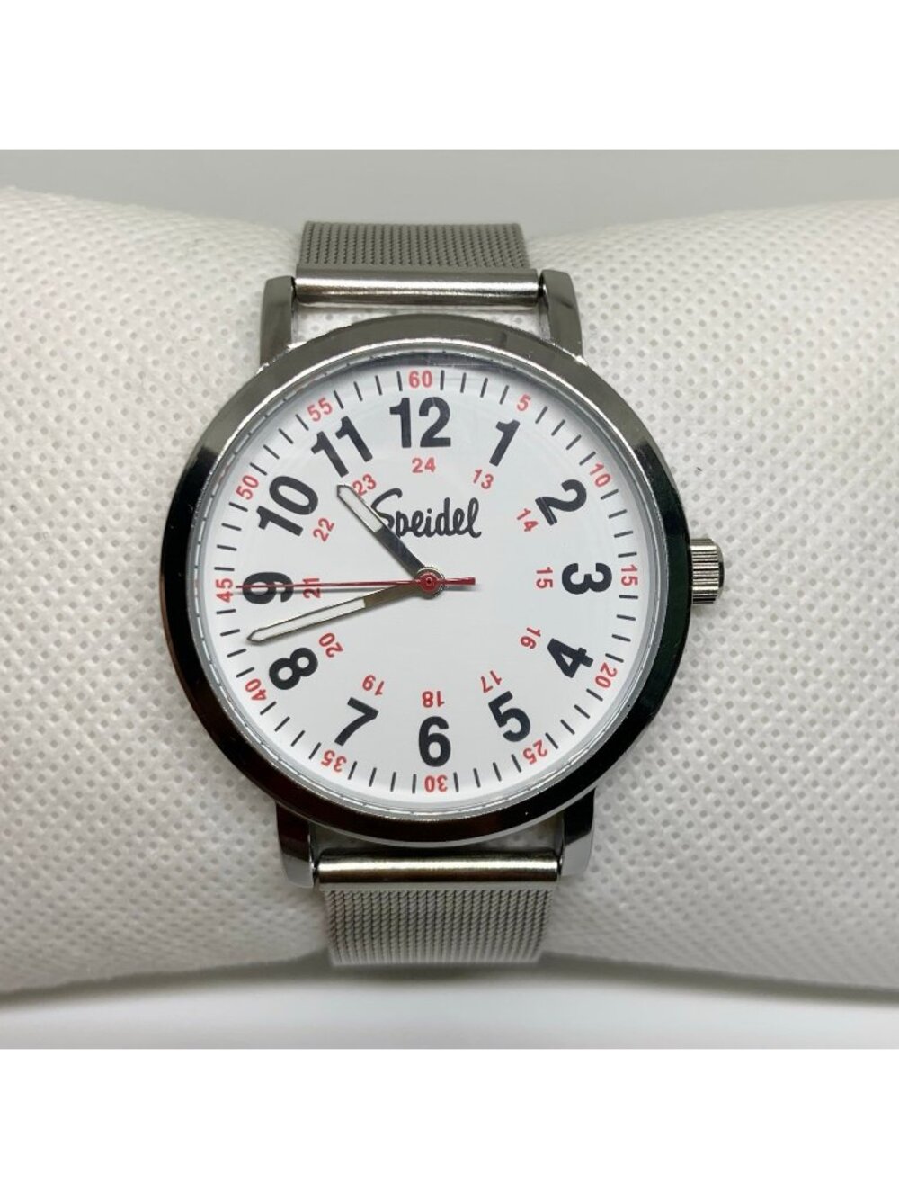 Speidel SilverTone nurse quartz analog men watch 38mm mesh band running